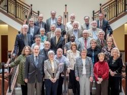 Emeriti Faculty on staircase in April 2018